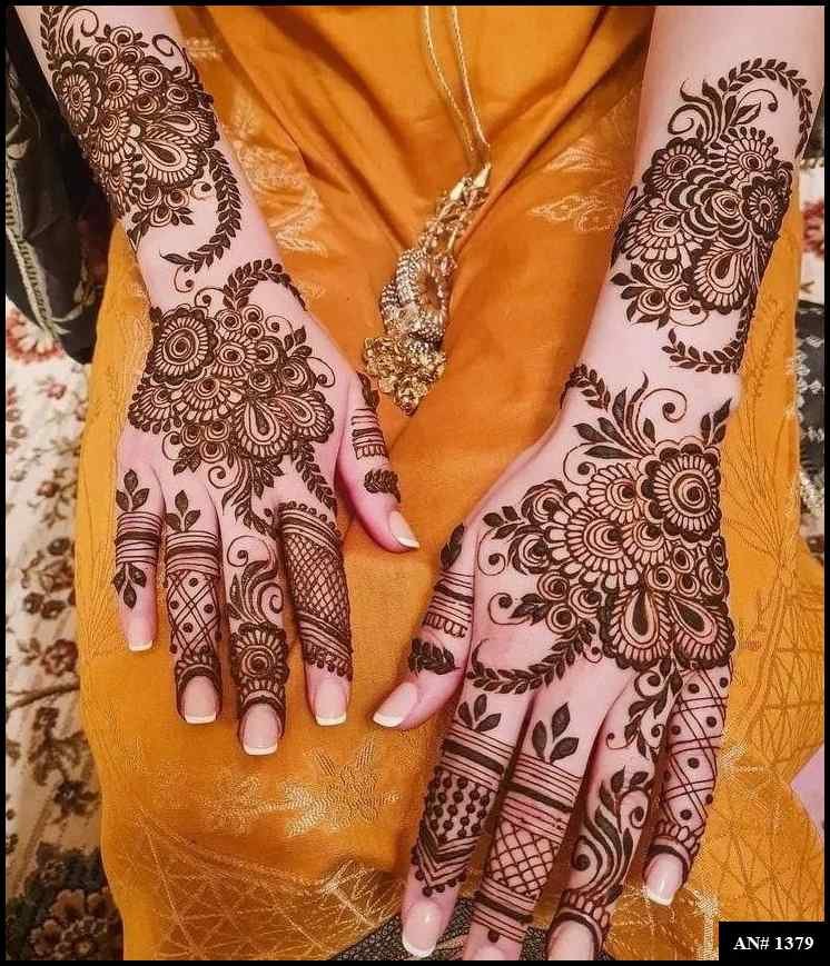 Back Full Hand Bridal Mehndi Design AN 1379