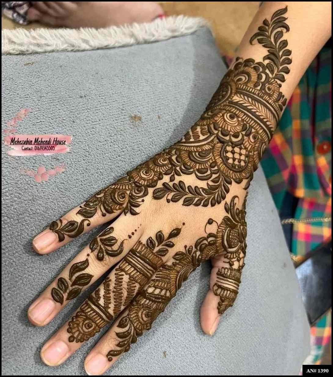 Back Full Hand Bridal Mehndi Design AN 1390
