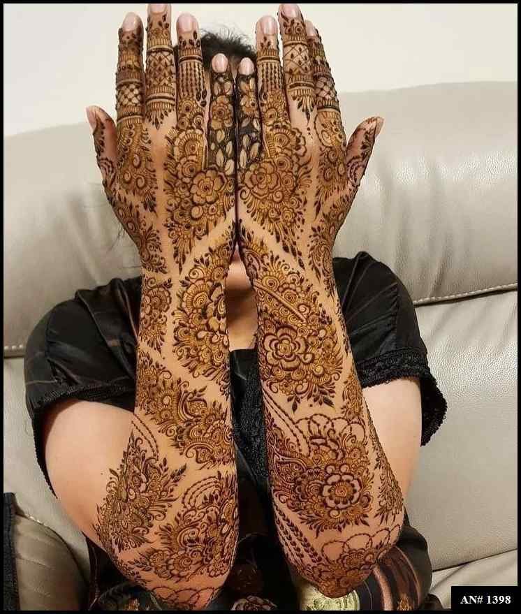 Back Full Hand Bridal Mehndi Design AN 1398