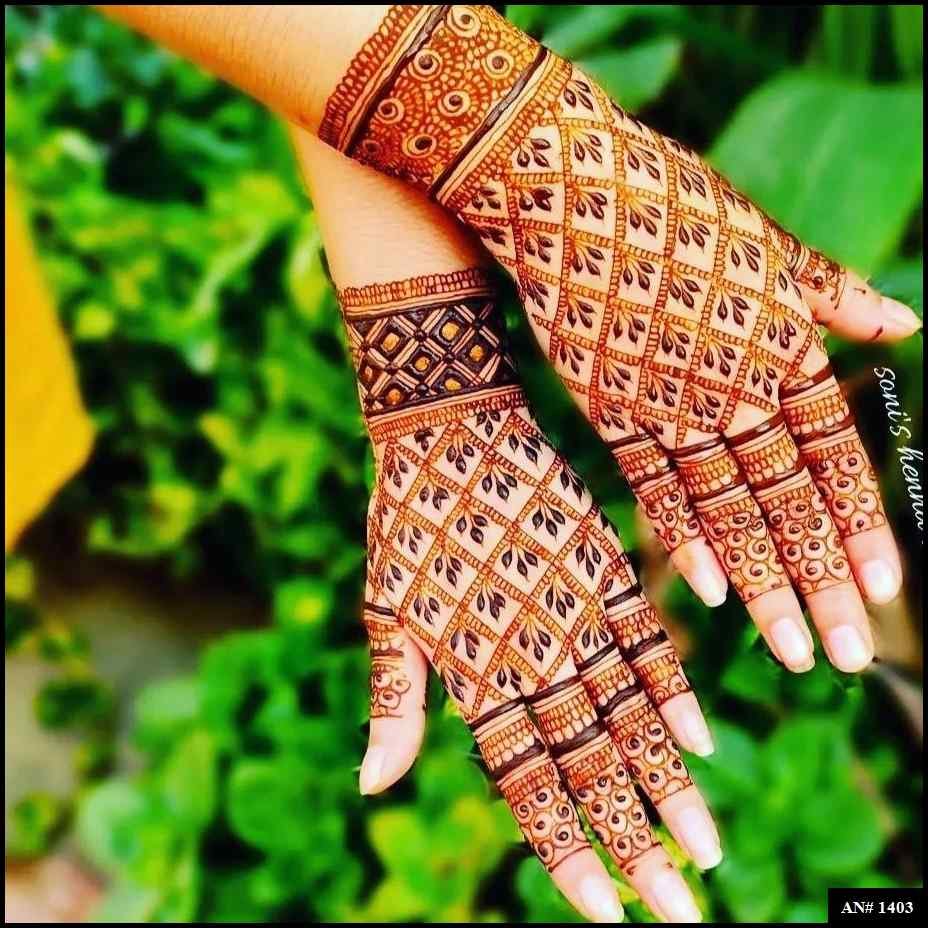 Back Full Hand Bridal Mehndi Design AN 1403