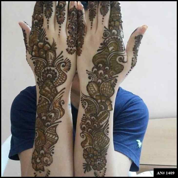 Back Full Hand Bridal Mehndi Design AN 1409