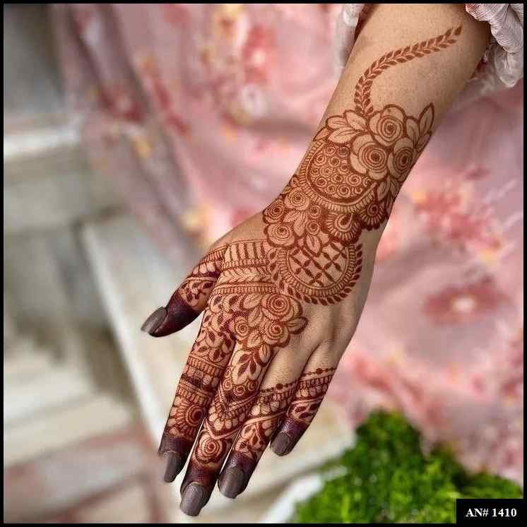 Back Full Hand Bridal Mehndi Design AN 1410