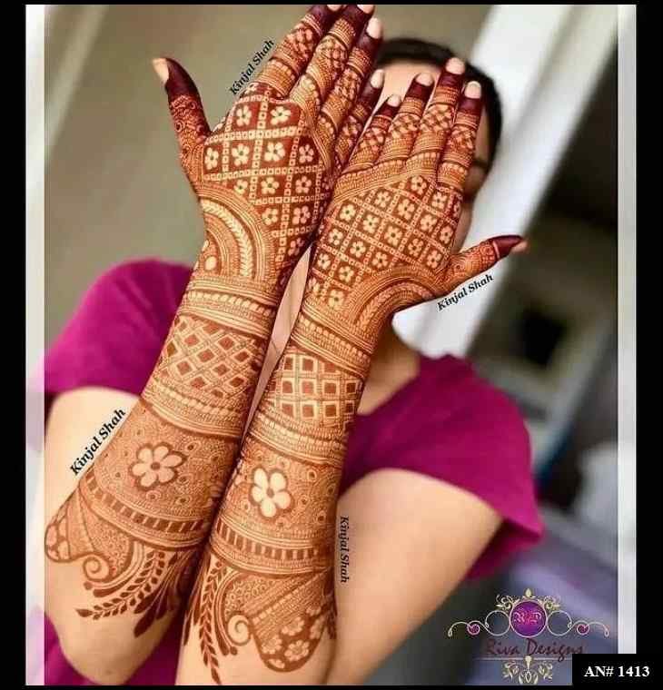 Back Full Hand Bridal Mehndi Design AN 1413