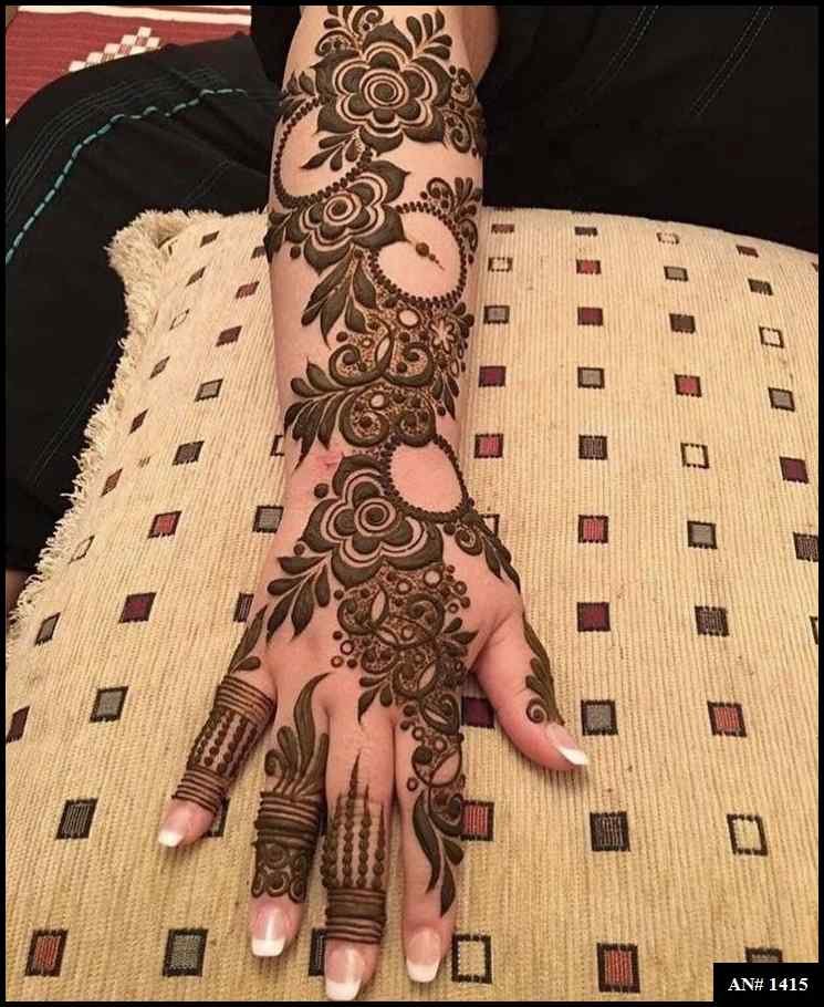 Back Full Hand Bridal Mehndi Design AN 1415