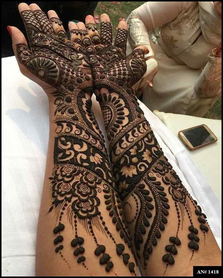 Back Full Hand Bridal Mehndi Design AN 1418