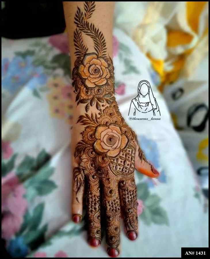 Back Full Hand Bridal Mehndi Design AN 1431