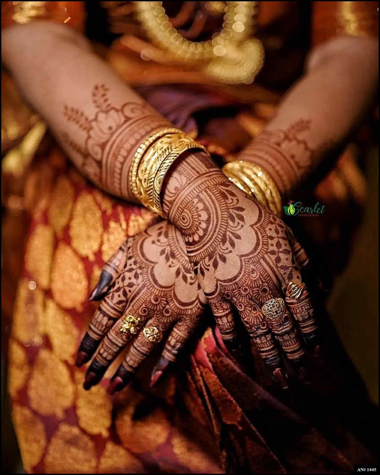 Back Full Hand Bridal Mehndi Design AN 1445