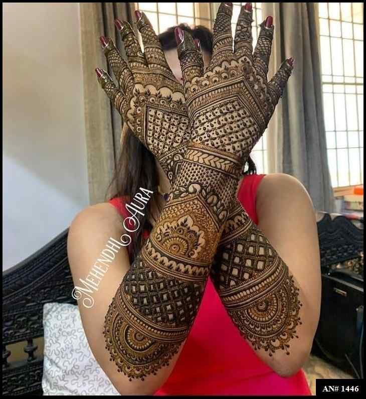 Back Full Hand Bridal Mehndi Design AN 1446