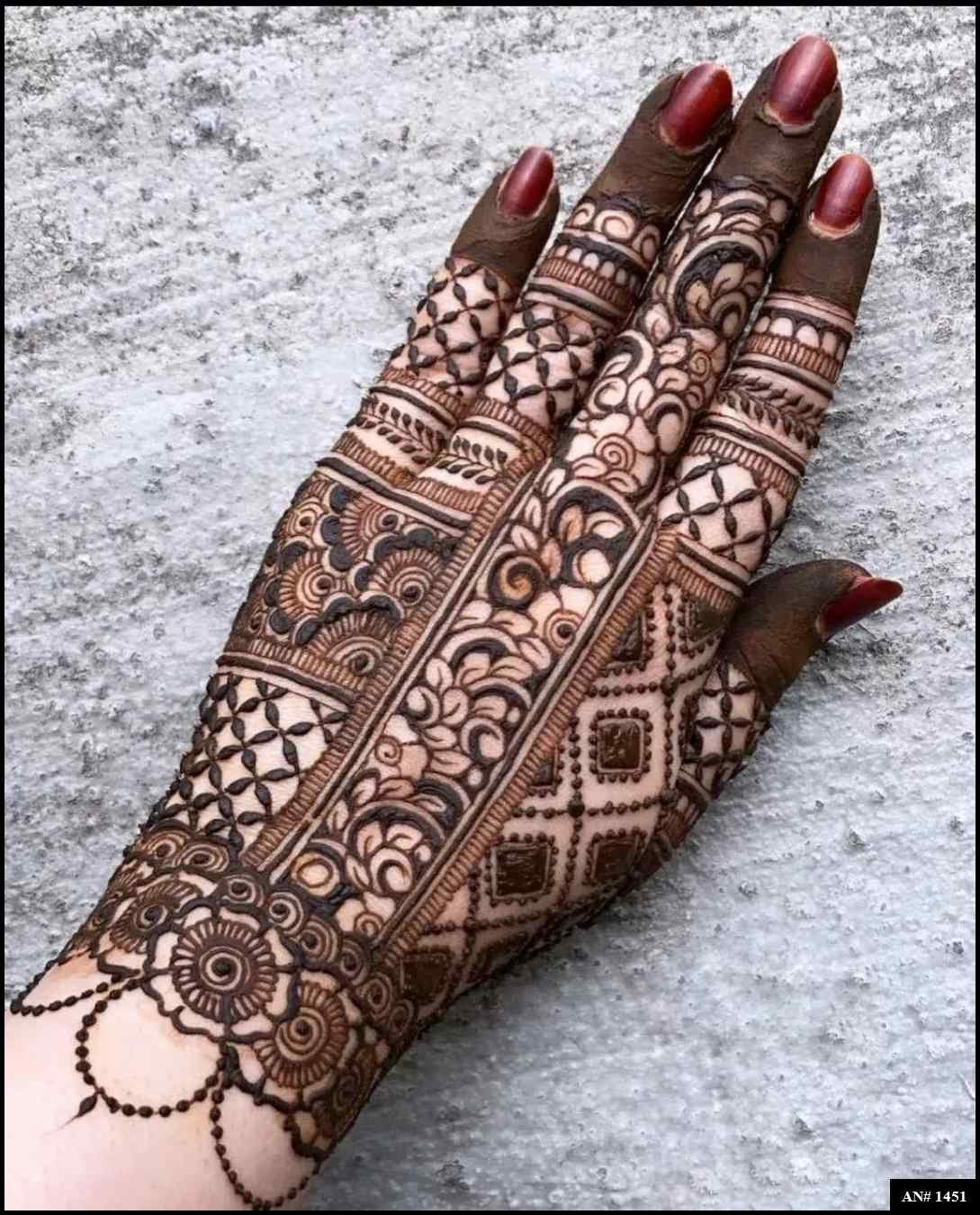 Back Full Hand Bridal Mehndi Design AN 1451
