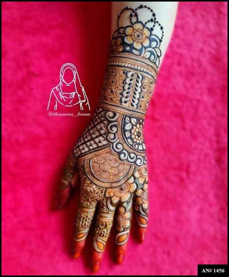 Back Full Hand Bridal Mehndi Design AN 1456