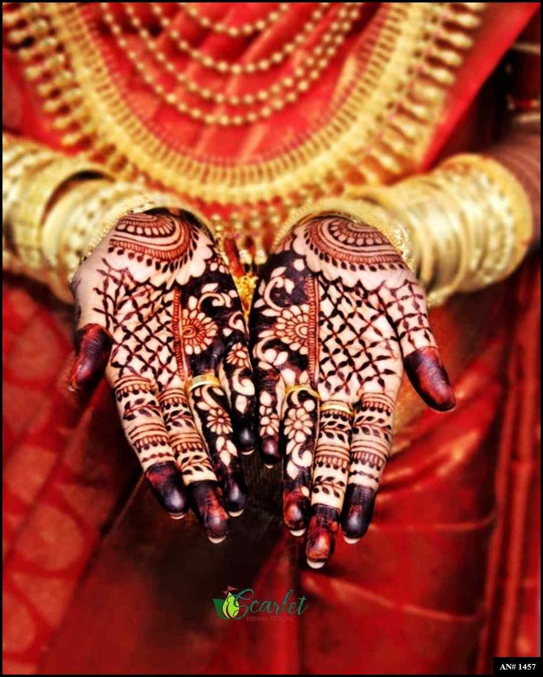 Back Full Hand Bridal Mehndi Design AN 1457