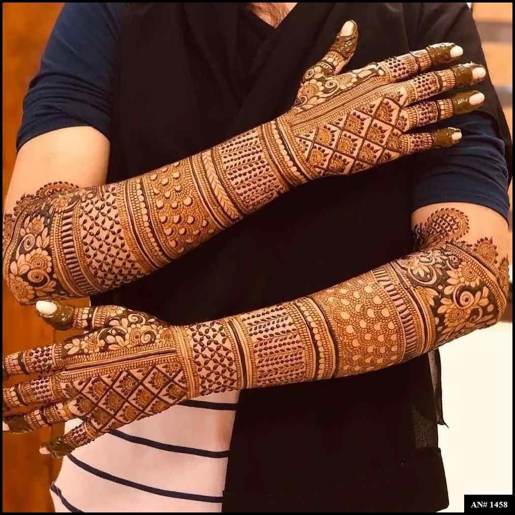 Back Full Hand Bridal Mehndi Design AN 1458