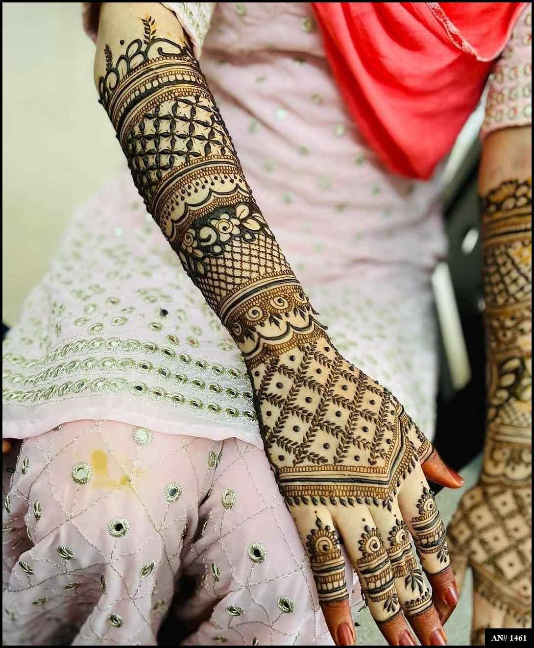 Back Full Hand Bridal Mehndi Design AN 1461