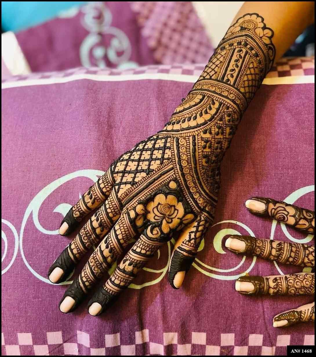 Back Full Hand Bridal Mehndi Design AN 1468