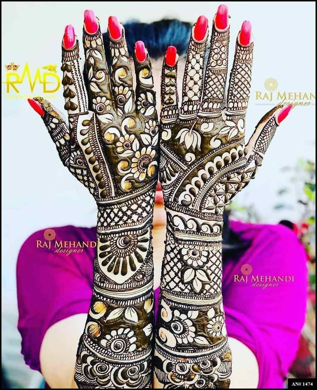 Back Full Hand Bridal Mehndi Design AN 1474