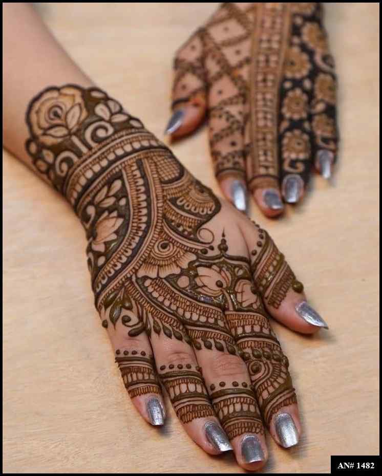 Back Full Hand Bridal Mehndi Design AN 1482
