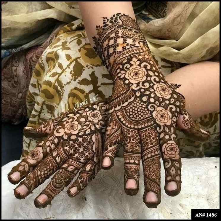 Back Full Hand Bridal Mehndi Design AN 1486