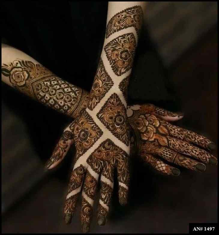 Back Full Hand Bridal Mehndi Design AN 1497