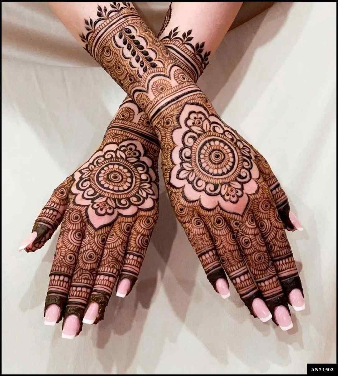 Back Full Hand Bridal Mehndi Design AN 1503