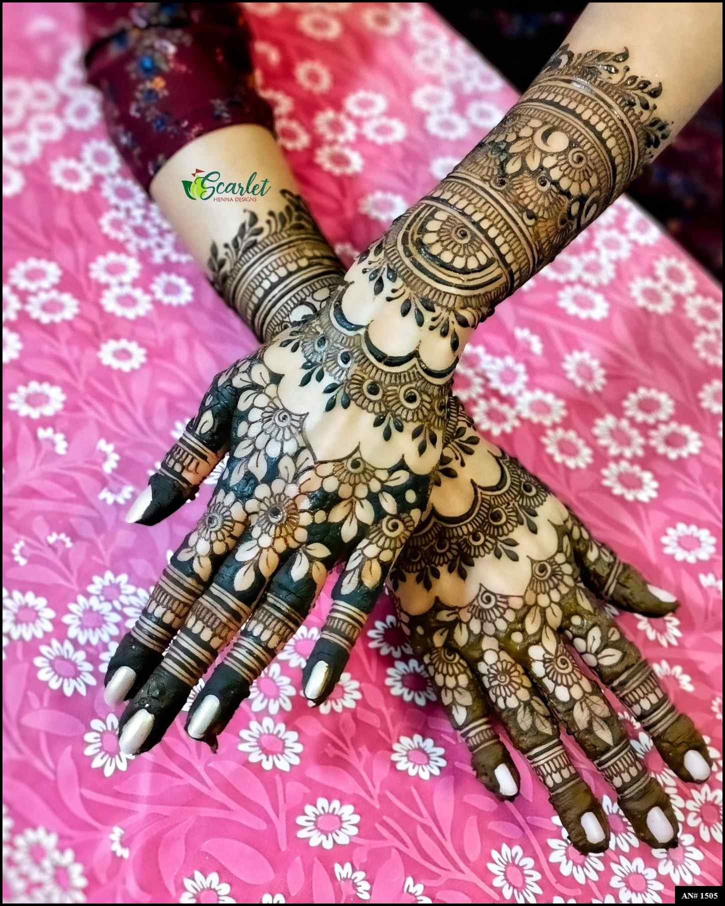 Back Full Hand Bridal Mehndi Design AN 1505