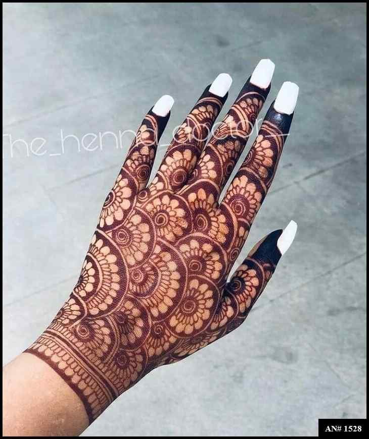 Back Full Hand Bridal Mehndi Design AN 1528