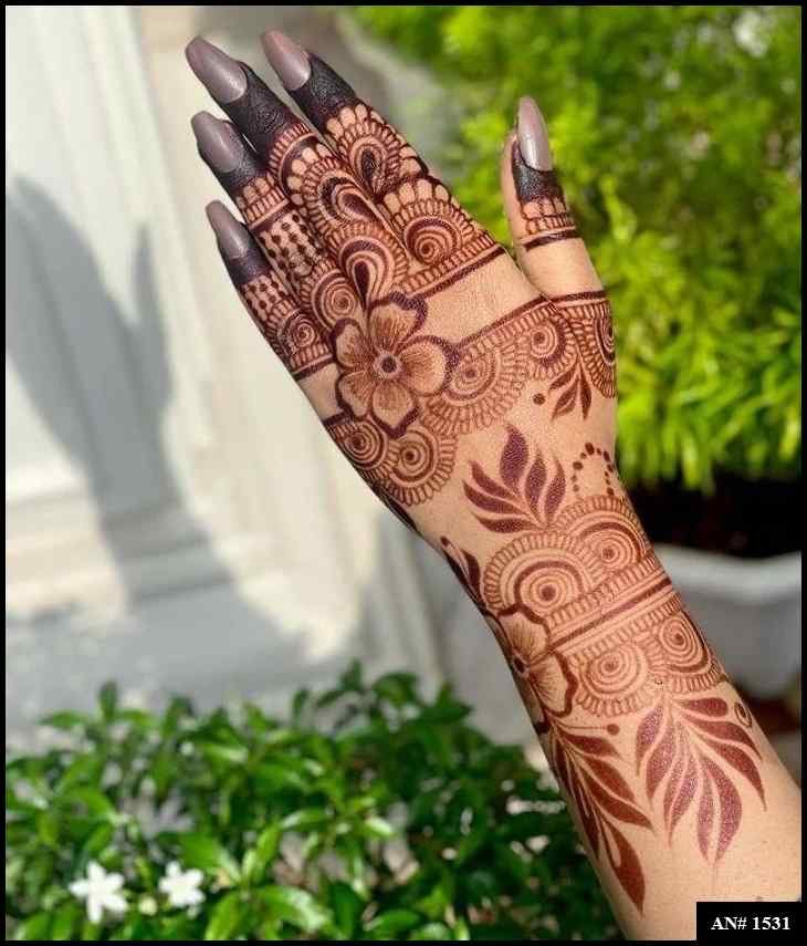 Back Full Hand Bridal Mehndi Design AN 1531