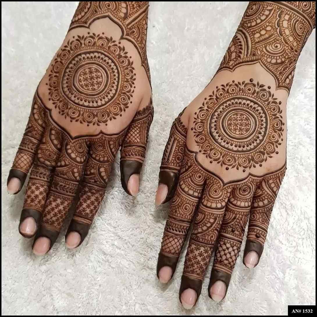 Back Full Hand Bridal Mehndi Design AN 1532