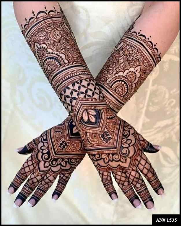 Back Full Hand Bridal Mehndi Design AN 1535