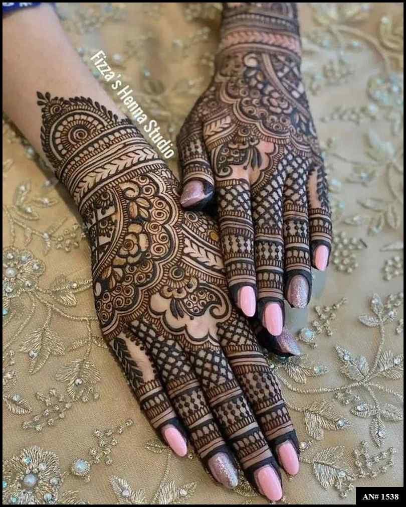 Back Full Hand Bridal Mehndi Design AN 1538
