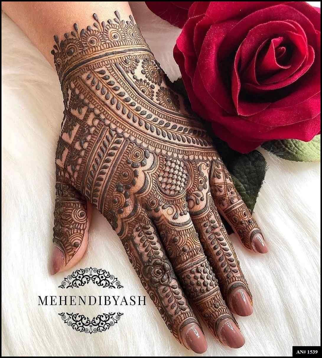 Back Full Hand Bridal Mehndi Design AN 1539