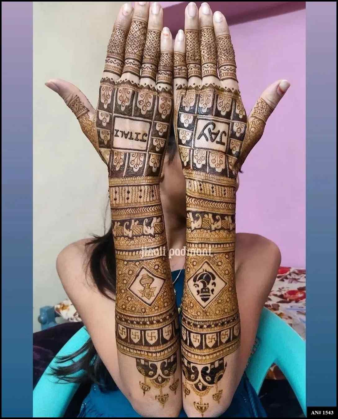 Back Full Hand Bridal Mehndi Design AN 1543