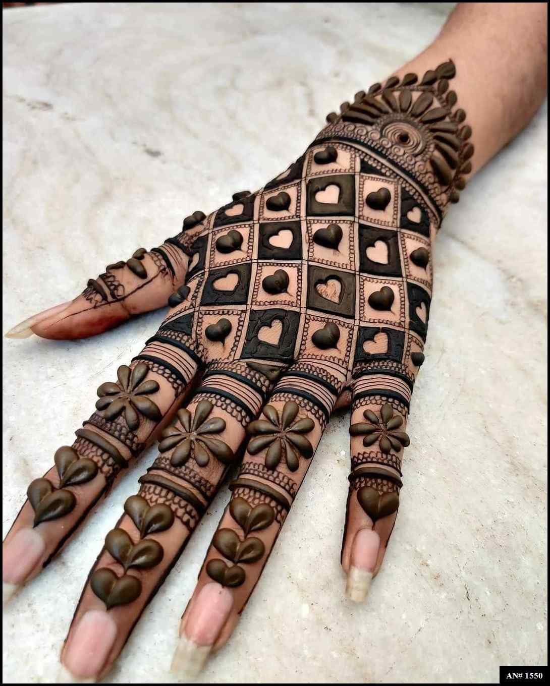 Back Full Hand Bridal Mehndi Design AN 1550