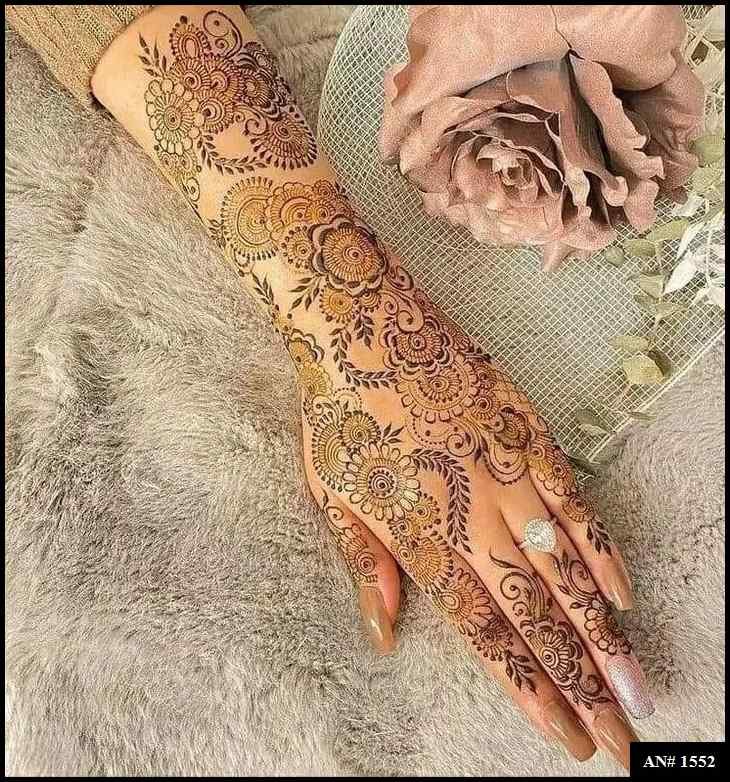 Back Full Hand Bridal Mehndi Design AN 1552