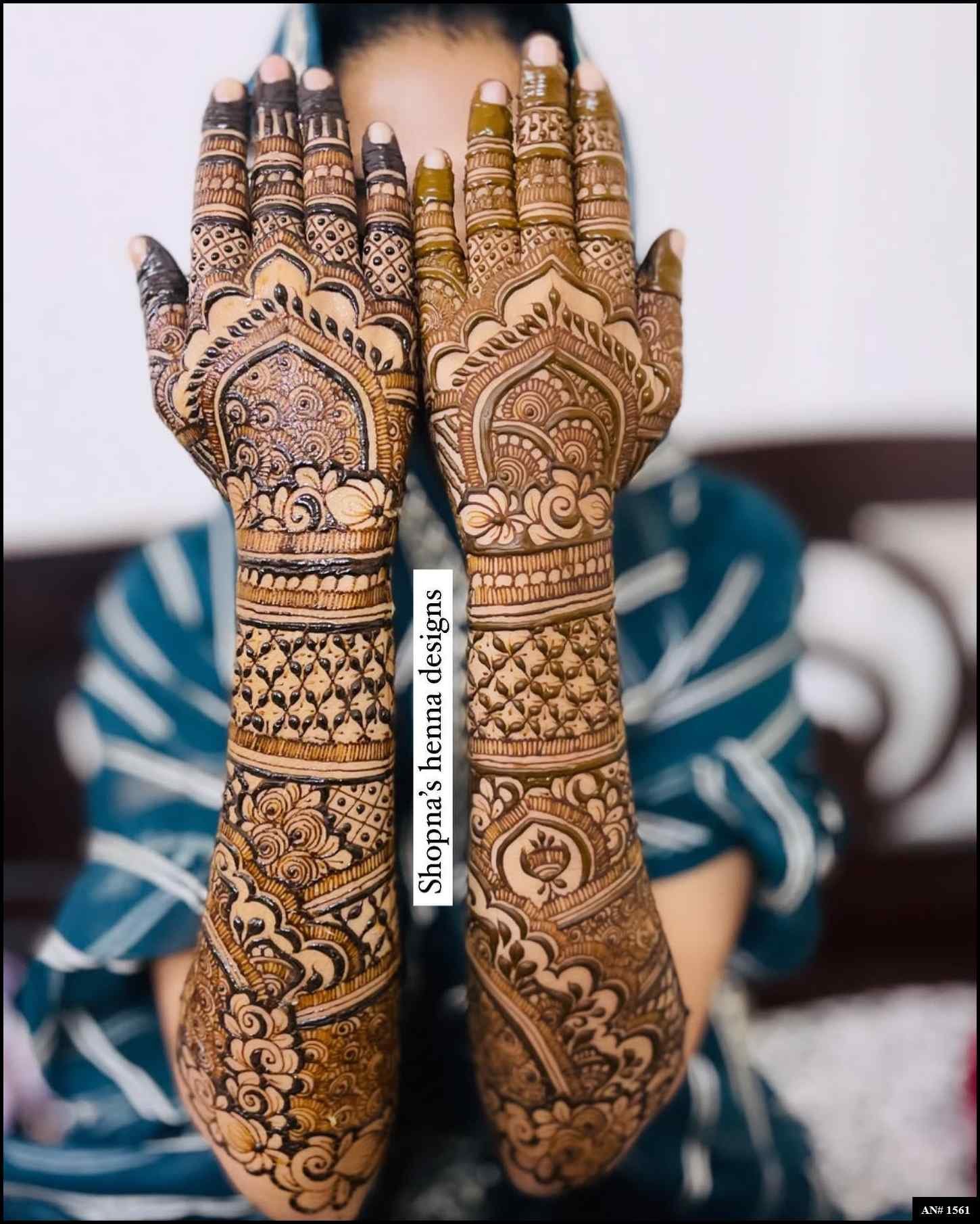 Back Full Hand Bridal Mehndi Design AN 1561