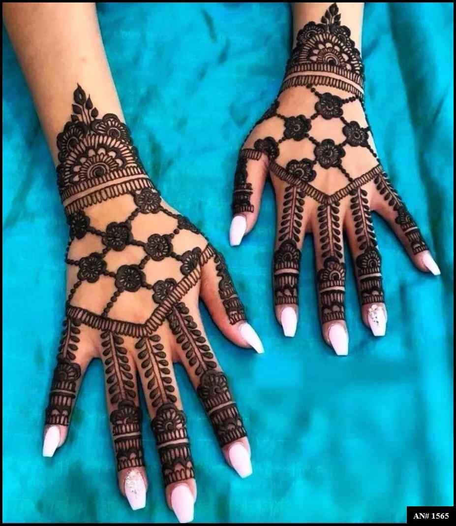 Back Full Hand Bridal Mehndi Design AN 1565