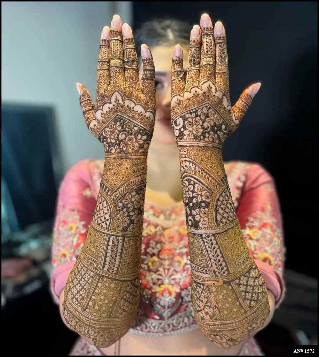 Back Full Hand Bridal Mehndi Design AN 1572