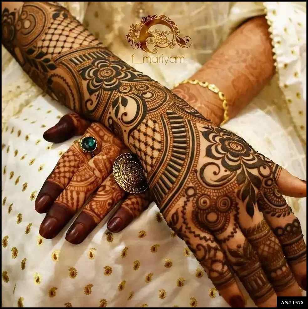 Back Full Hand Bridal Mehndi Design AN 1578