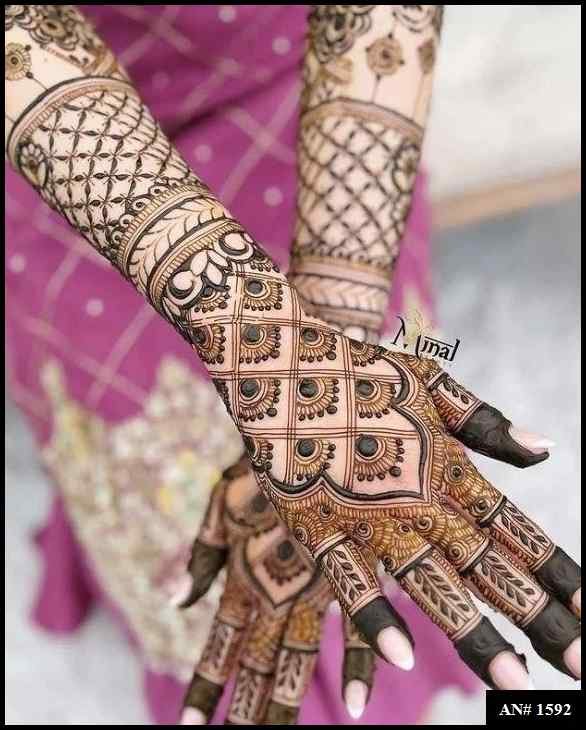 Back Full Hand Bridal Mehndi Design AN 1592