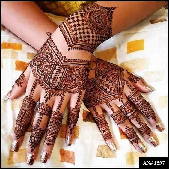 Back Full Hand Bridal Mehndi Design AN 1597