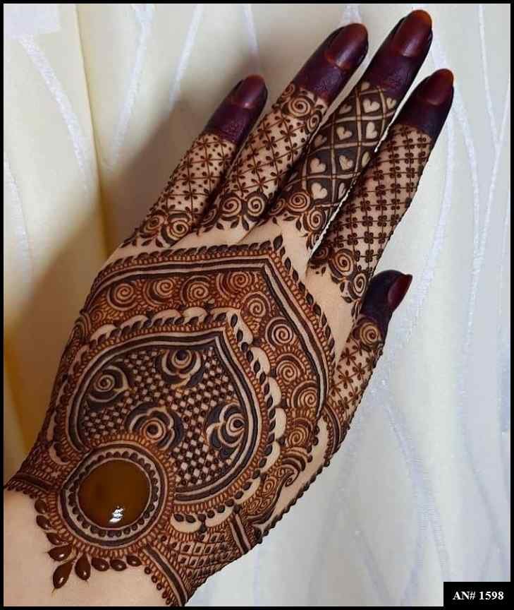 Back Full Hand Bridal Mehndi Design AN 1598