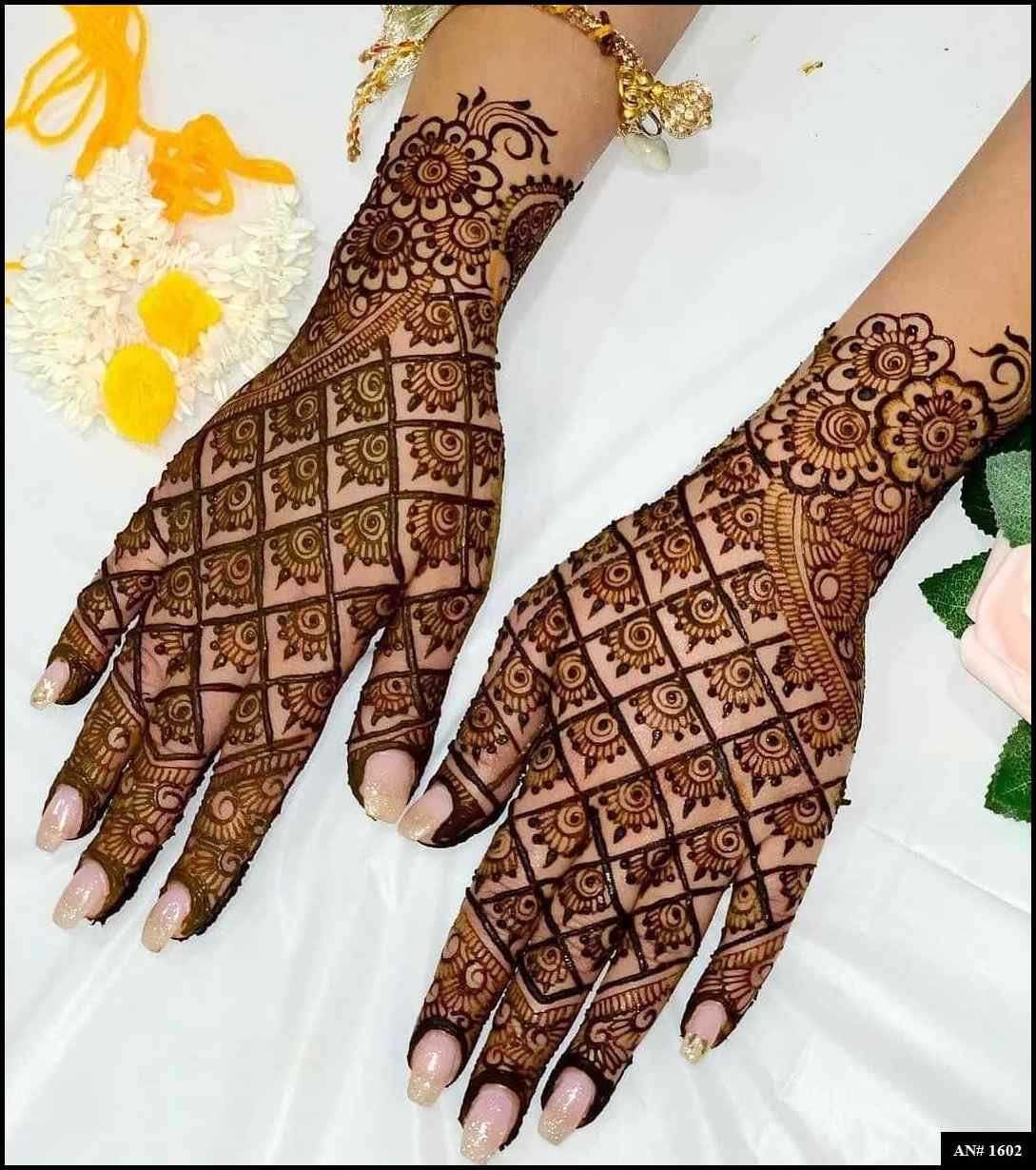 Back Full Hand Bridal Mehndi Design AN 1602