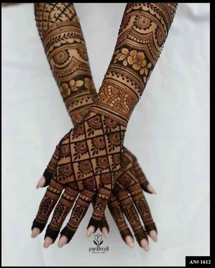 Back Full Hand Bridal Mehndi Design AN 1612