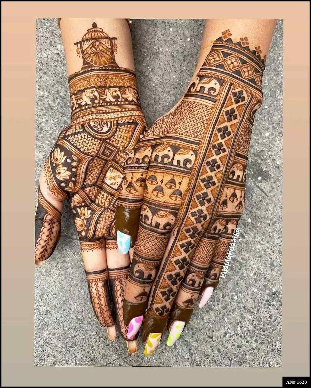 Back Full Hand Bridal Mehndi Design AN 1620