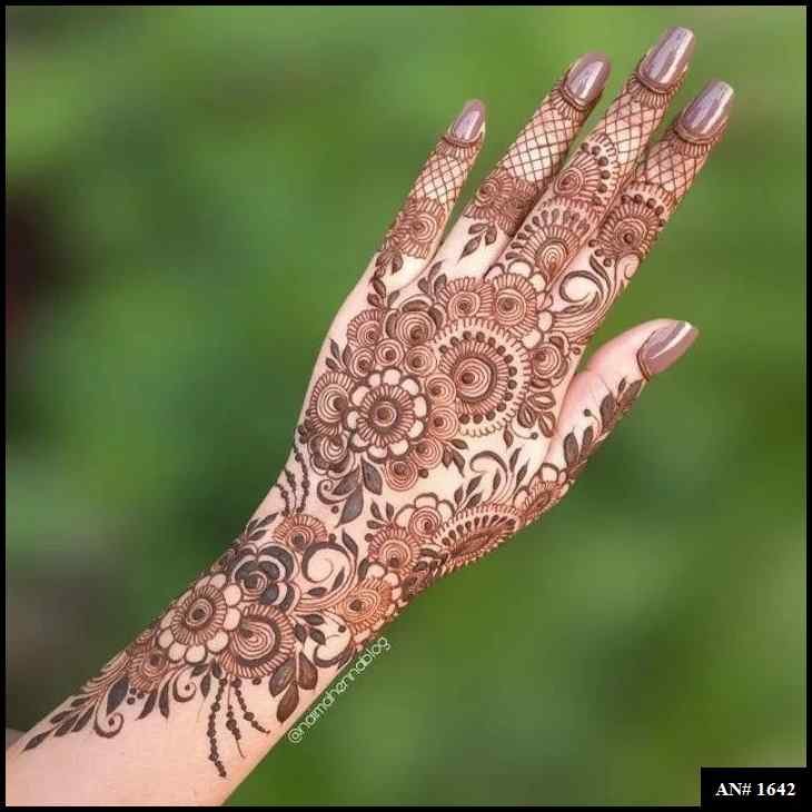 Back Full Hand Bridal Mehndi Design AN 1642