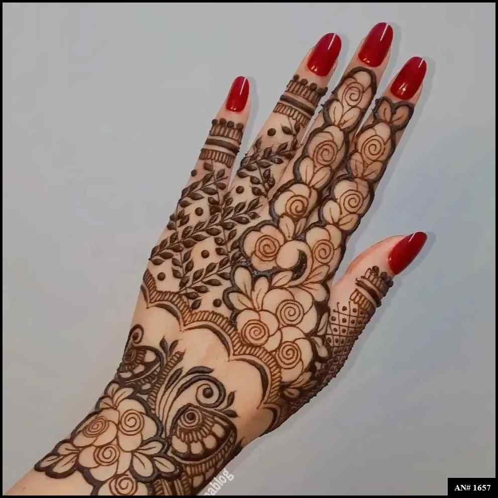 Back Full Hand Bridal Mehndi Design AN 1657