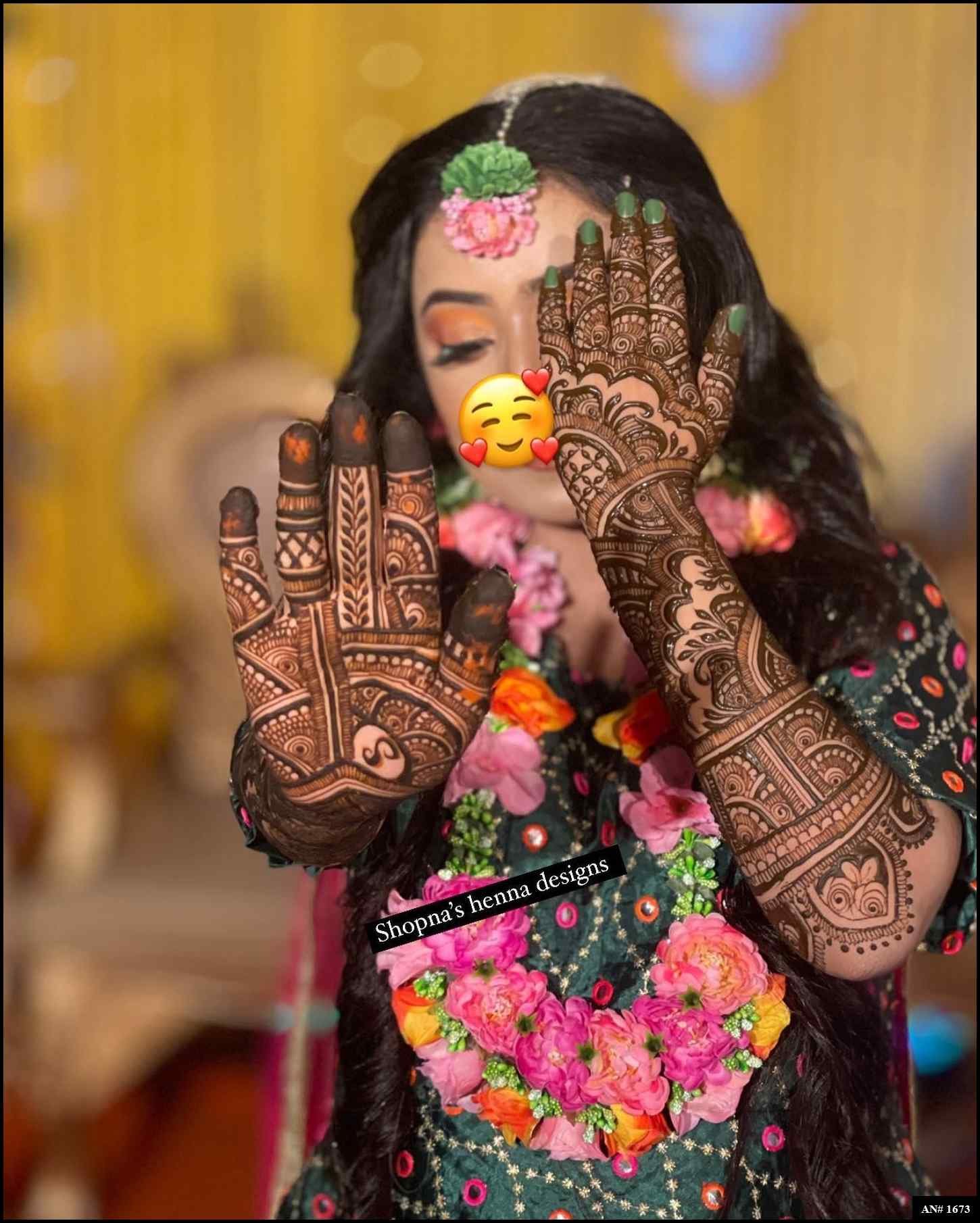 Back Full Hand Bridal Mehndi Design AN 1673