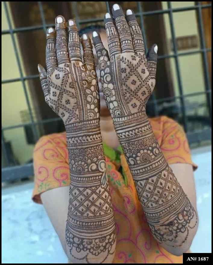 Back Full Hand Bridal Mehndi Design AN 1687