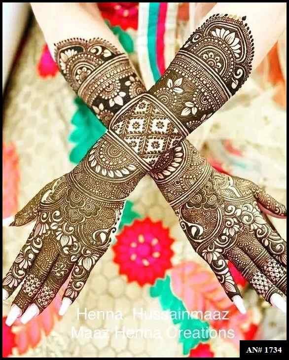 Back Full Hand Bridal Mehndi Design AN 1734