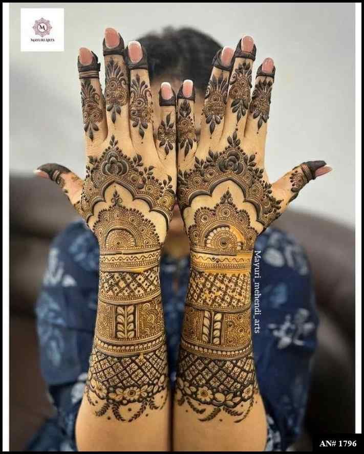 Back Full Hand Bridal Mehndi Design AN 1796