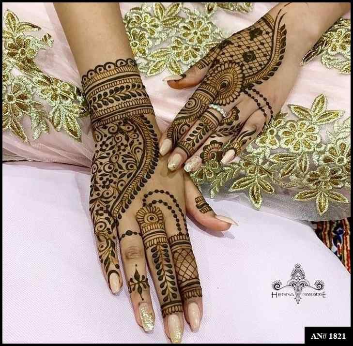 Back Full Hand Bridal Mehndi Design AN 1821